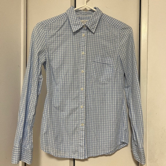 Aritzia Talula Blue Check Dress Shirt Blouse Oxford Cotton Classic Fit XS - Picture 1 of 3